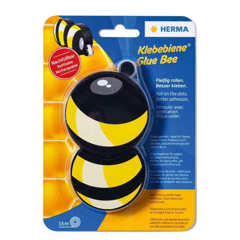 HERMA roller de colle "Klebebiene", look abeille, ruban 15 m