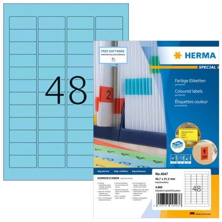 HERMA 4547 self-adhesive label Rectangle Blue 4800 pc(s)