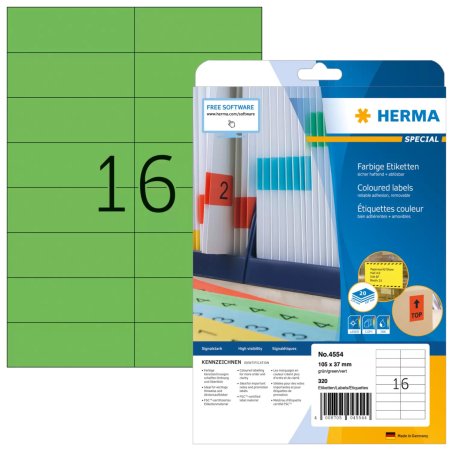 HERMA 4554 étiquette auto-collante Rectangle Vert 320 pièce(s)
