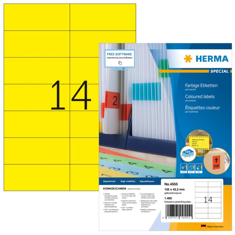 HERMA Etiquette universelle SPECIAL, 105 x 42,3 mm, jaune