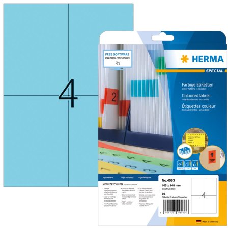 HERMA 4563 étiquette auto-collante Rectangle Bleu 80 pièce(s)