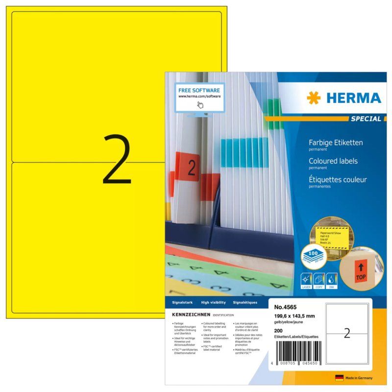 HERMA Etiquette universelle SPECIAL, 199,6 x 143,5 mm, jaune