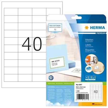 HERMA Etiquette universelle PREMIUM, 48,5 x 25,4 mm, blanc