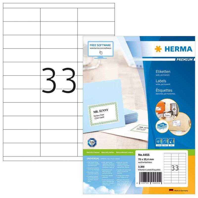 HERMA 4455 étiquette à imprimer Blanc Imprimante d'étiquette adhésive