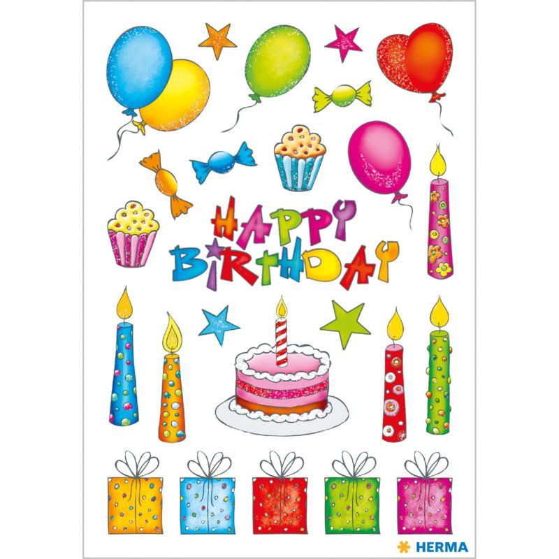 HERMA Sticker DECOR "anniversaire", scintillant