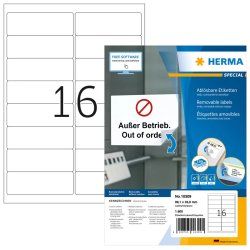 HERMA 10309 étiquette auto-collante Rectangle aux angles arrondis Amovible Blanc 1600 pièce(s)