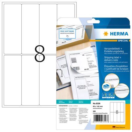 HERMA Etiquette d'expédition SPECIAL, 50 x 142 mm, blanc