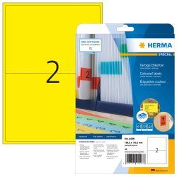 HERMA 4496 étiquette auto-collante Rectangle aux angles arrondis Amovible Jaune 40 pièce(s)