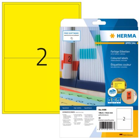 HERMA Etiquette universelle SPECIAL, 199,6 x 143,5 mm, jaune