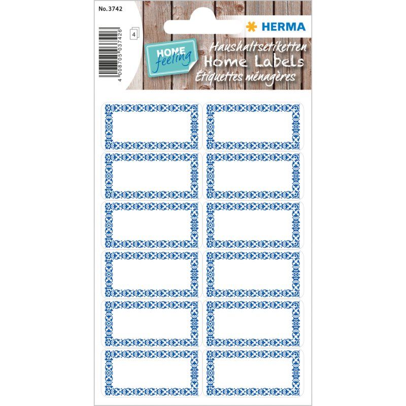 HERMA 3742 self-adhesive label Rectangle Permanent Blue, White 48 pc(s)
