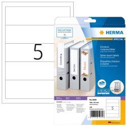 HERMA Spine insert labels A4 190x54 mm white cardboard perforated non-adhesive 125 pcs.