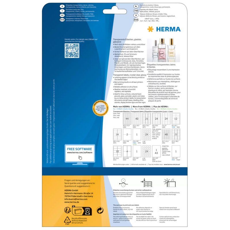 HERMA 8016 étiquette à imprimer Transparent Imprimante d'étiquette adhésive