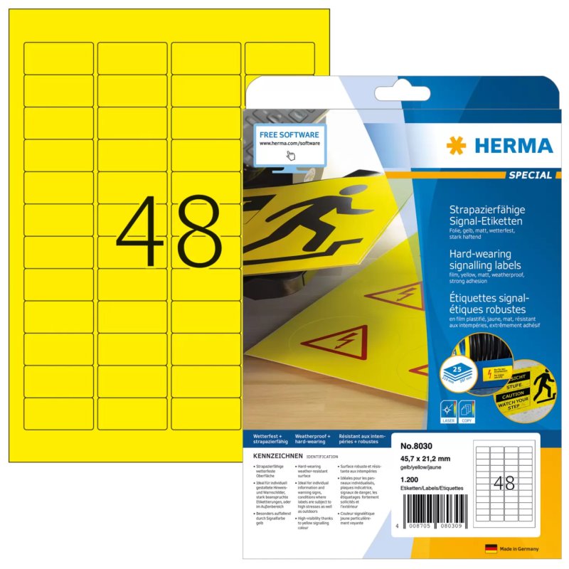 HERMA 8030 étiquette à imprimer Jaune Imprimante d'étiquette adhésive