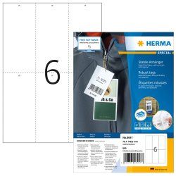 HERMA Robust tags A4 70x148,5 mm white paper/film/paper perforated non-adhesive 600 pcs.