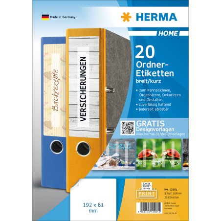 HERMA 12901 self-adhesive label Rectangle Removable White 20 pc(s)
