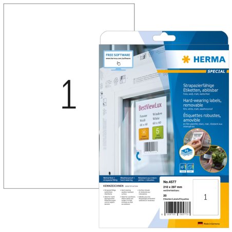 HERMA Etiquette film SPECIAL, 210 x 297 mm, enlevable