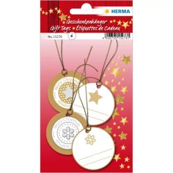 HERMA Etiquette pour cadeau de Noël 3D, rond, or