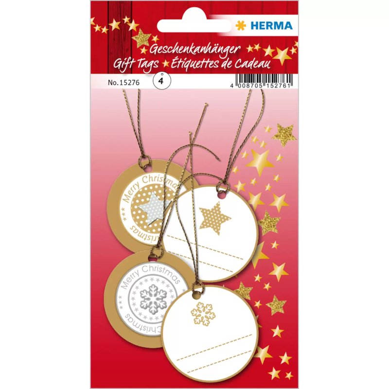 HERMA Etiquette pour cadeau de Noël 3D, rond, or