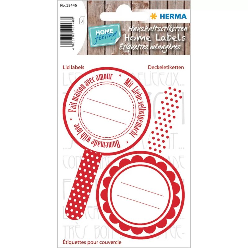 HERMA 15446 étiquette auto-collante Permanent Rouge, Blanc 6 pièce(s)