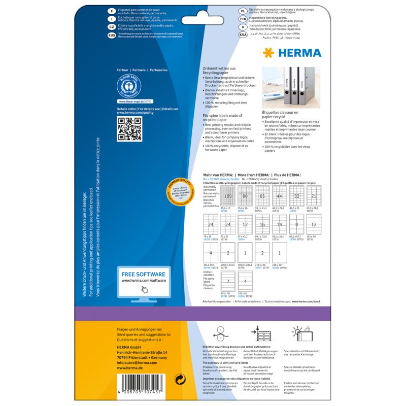 HERMA 10745 printer label White Self-adhesive printer label