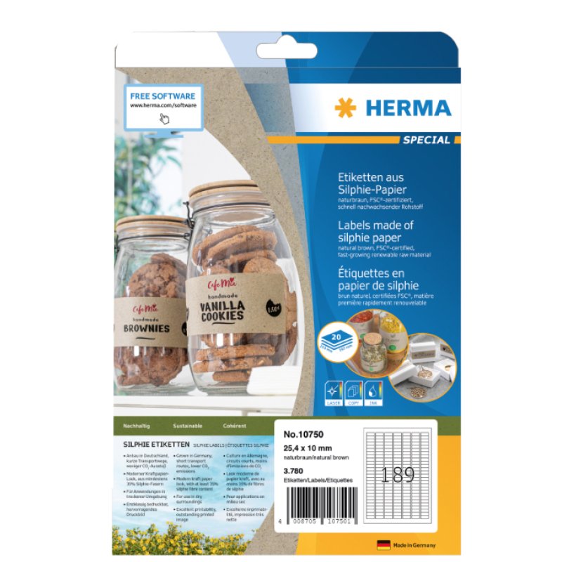 HERMA 10750 self-adhesive label Rectangle Permanent Brown 3780 pc(s)