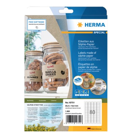 HERMA 10751 self-adhesive label Rectangle Permanent Brown 16000 pc(s)