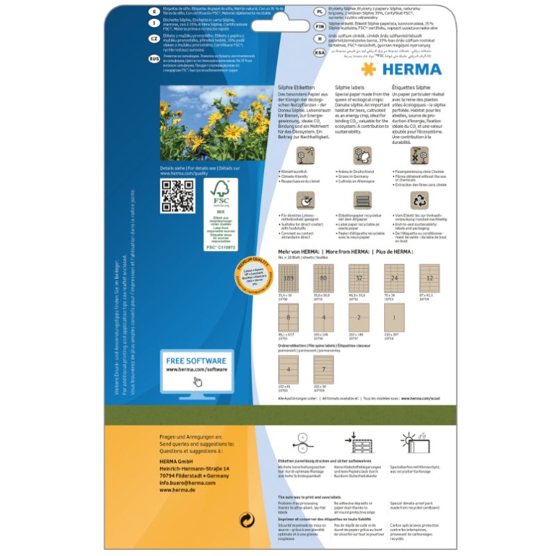 HERMA 10754 étiquette auto-collante Rectangle Permanent Marron 240 pièce(s)