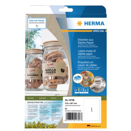 HERMA 10758 self-adhesive label Rectangle Permanent Brown 20 pc(s)