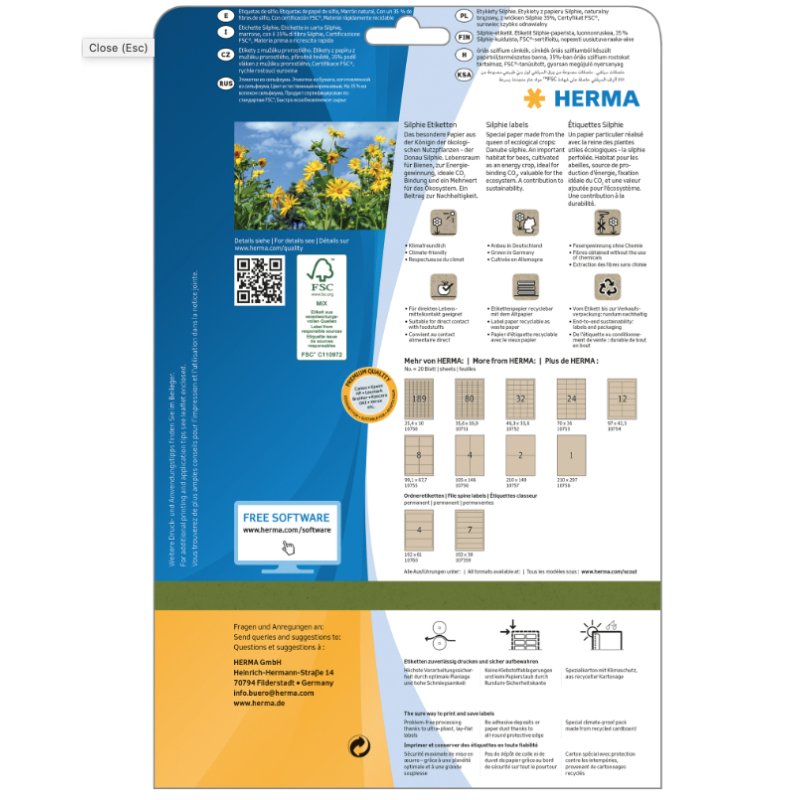 HERMA Étiquette pour dos de classeur, papier silphie