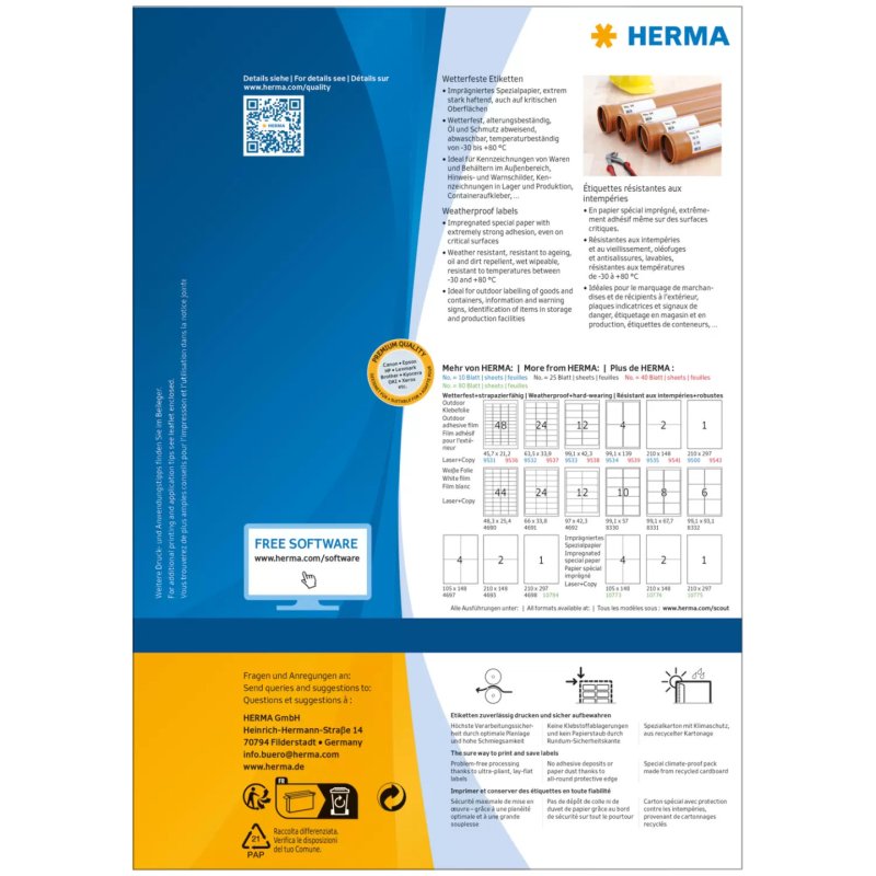 HERMA 10774 printer label White Self-adhesive printer label