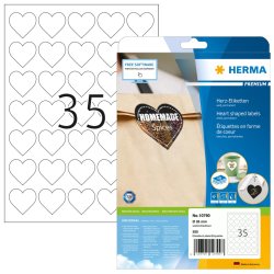 HERMA Étiquette en forme de coeur, diamètre: 35 mm, blanc