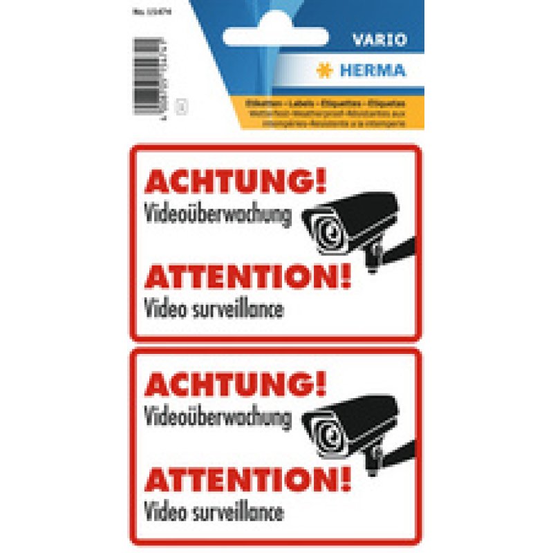 HERMA Hinweisetiketten "ACHTUNG! Videoüberwachung"