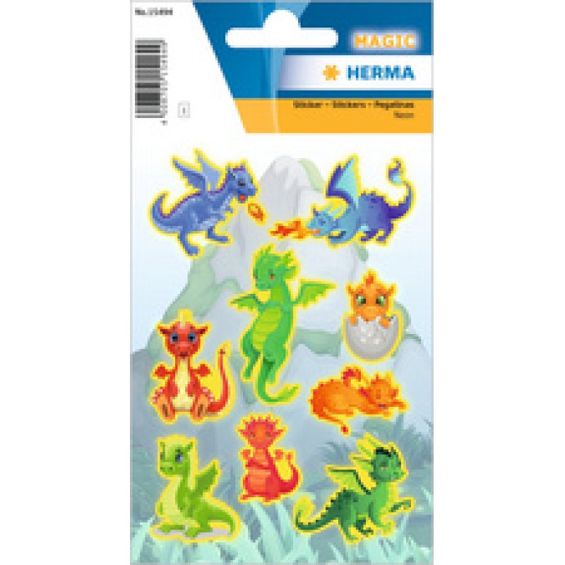 HERMA Sticker MAGIC "Dragons", en plastique, fluo