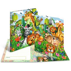 HERMA Chemise à élastiques "Mappemonde des animaux", A3