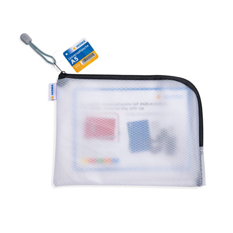 HERMA Pochette à fermeture à zip "Mesh Bags", A5, noir