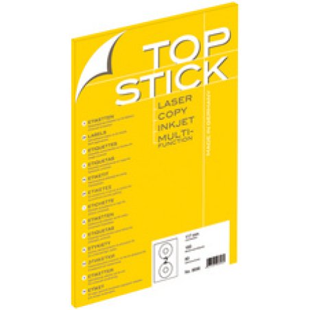 TOP STICK Etiquette CD Maxi, diamètre: 117 mm, blanc