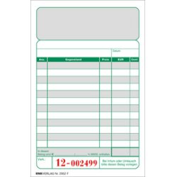 RNK Verlag Kassenblock, 96 x 167 mm, 2 x 50 Blatt