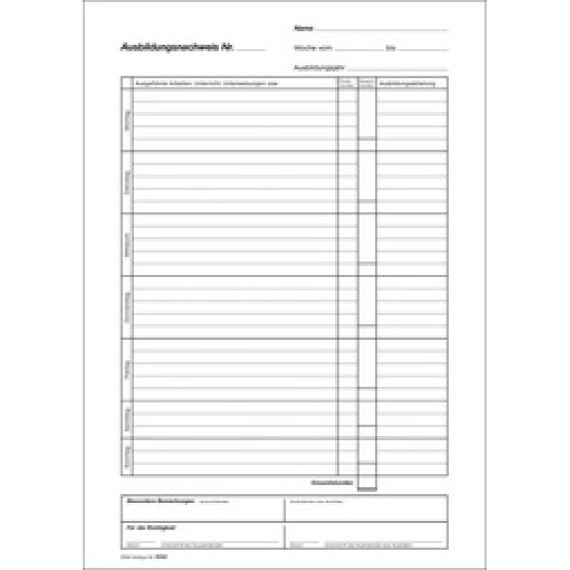 RNK Verlag Ausbildungsnachweis-Block, täglich, DIN A4