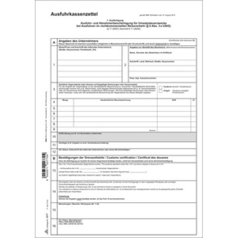 RNK Verlag Vordruck "Ausfuhrkassenzettel", DIN A4, SD