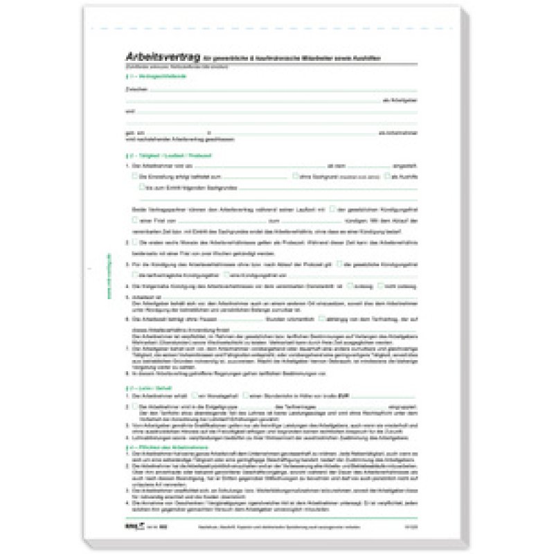 RNK Verlag Vordruck Arbeitsvertrag gewerblich/kaufmännisch