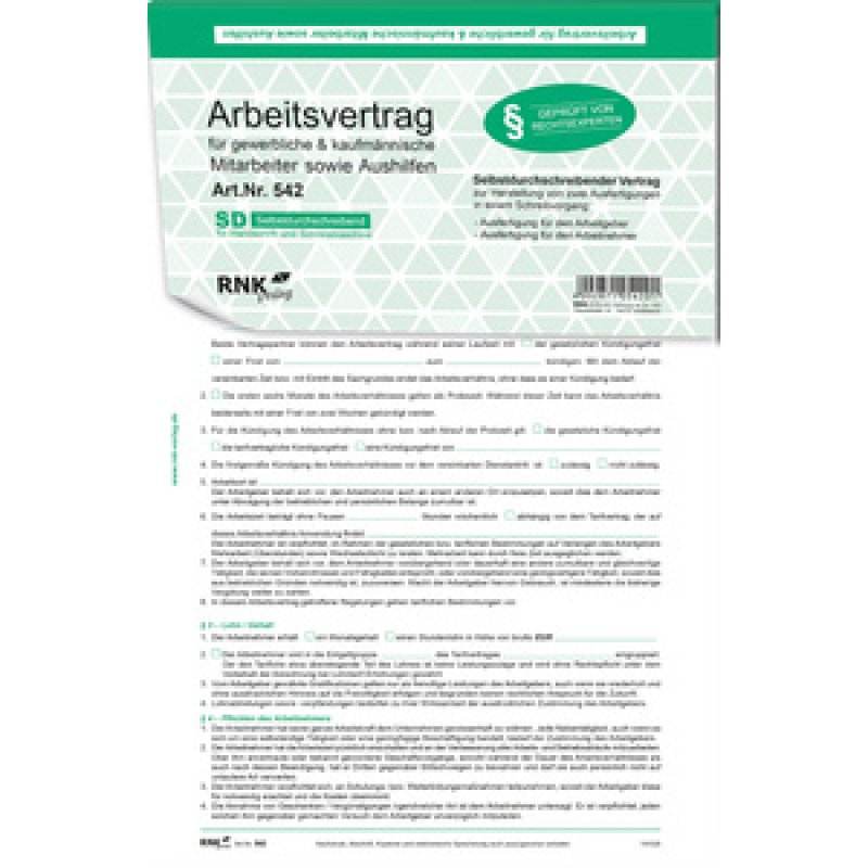 RNK Verlag Vordruck Arbeitsvertrag gewerblich/kaufmännisch