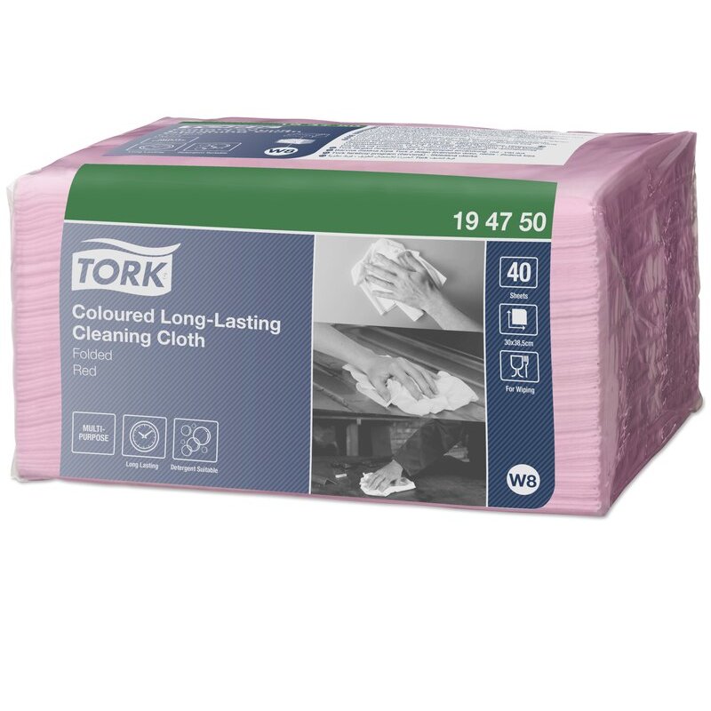 TORK Chiffon de nettoyage tout usage, 385 x 300 mm, rouge
