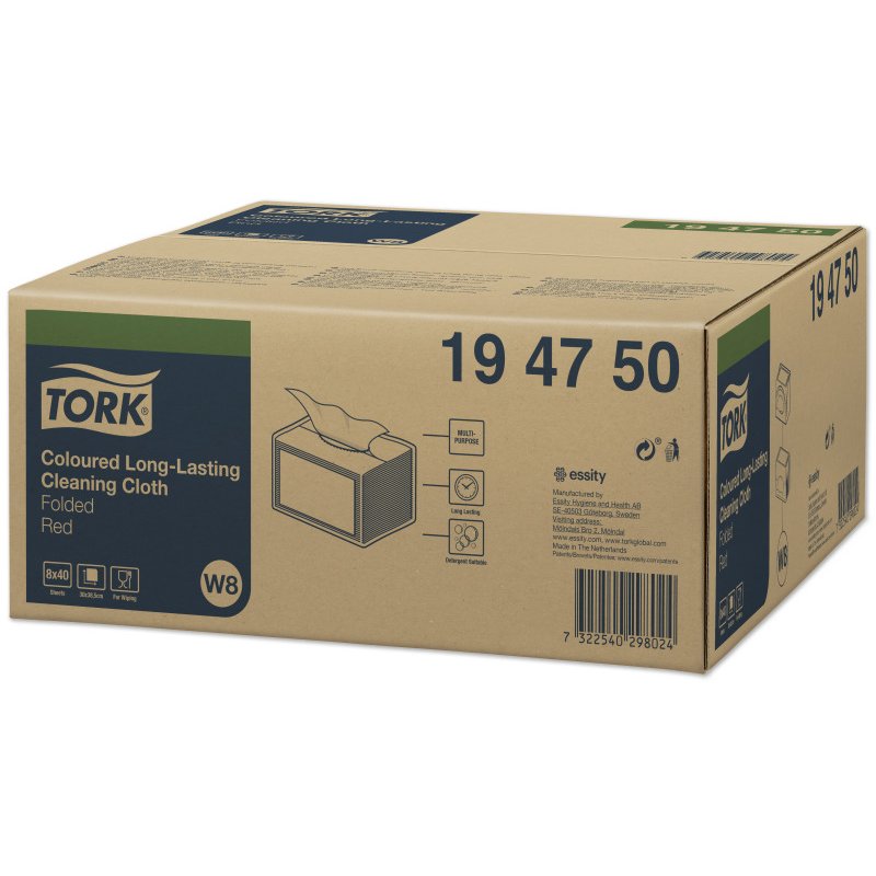 Tork 194750 Chiffon de nettoyage Papier Rouge 40 pièce(s)