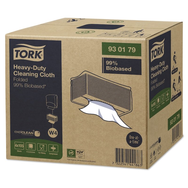 Tork 930179 Chiffon de nettoyage Fibre recyclée, Plastique recyclé Blanc 1 pièce(s)