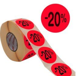 METO Étiquette promotionnelle "-30%", rond, rouge fluo