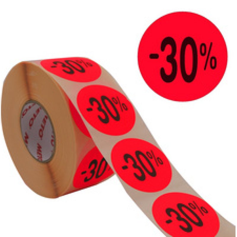 METO Étiquette promotionnelle "-50%", rond, rouge fluo
