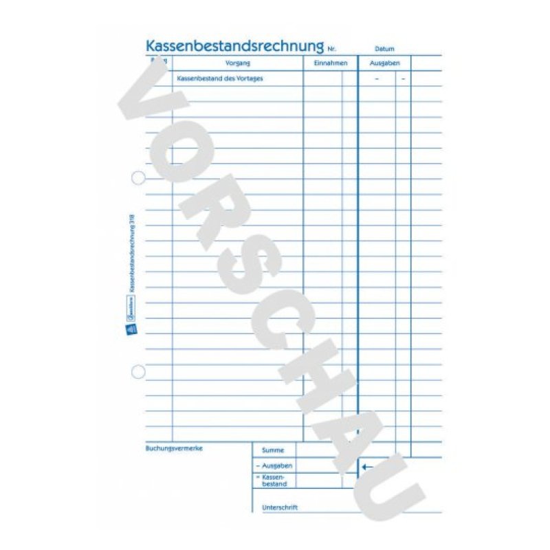 AVERY Zweckform Formularbuch "Kassenbericht Bestand", A5
