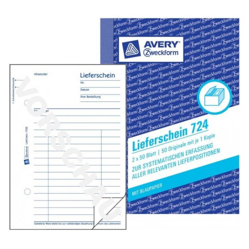 AVERY Zweckform Formularbuch "Lieferschein", 2 x 50 Blatt