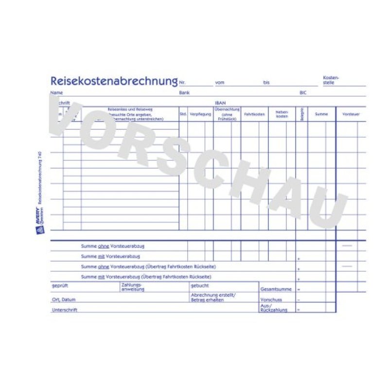 Avery 740 livre d'administration Bleu, Blanc