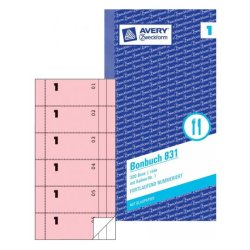 AVERY Zweckform Formularbuch "Bonbuch", 105 x 198 mm, rosa